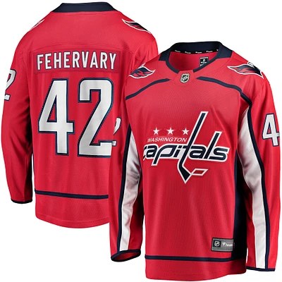 Maillot de joueur échappé à domicile Fanatics Martin Fehervary des Capitals Washington, rouge, pour hommes
