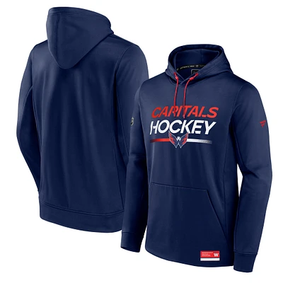 Sweat à capuche en polaire Authentic Pro bleu marine pour homme des Capitals de Washington