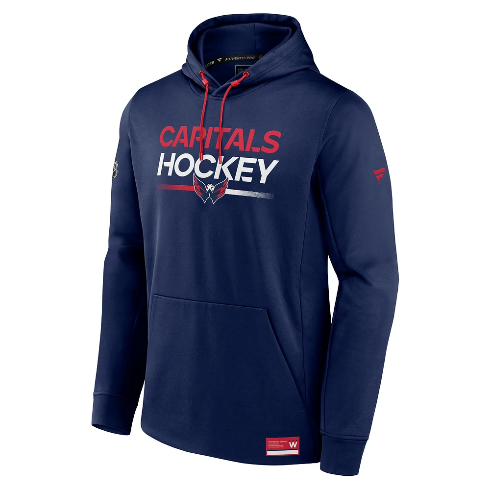 Men's Fanatics  Navy Washington Capitals Authentic Pro Pullover Hoodie