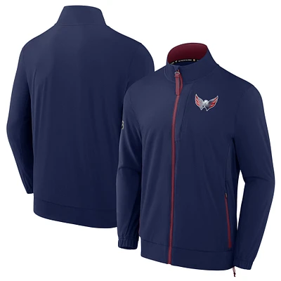 Veste d'entraîneur entièrement zippée pour homme Fanatics Navy Washington Capitals Authentic Pro Rink