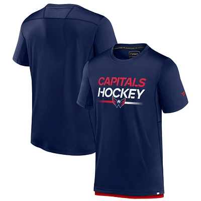 T-shirt authentique Pro Tech Fanatics pour hommes, bleu marine, Washington Capitals
