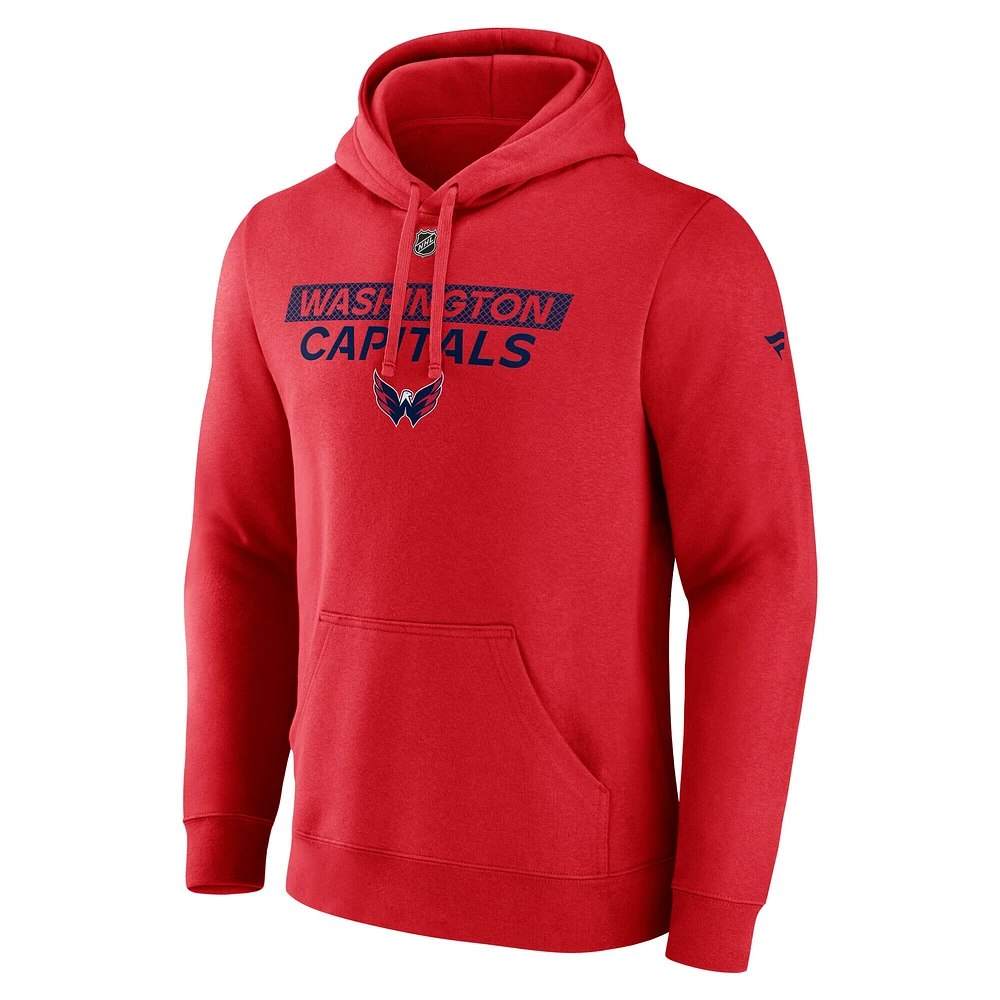 Sweat à capuche en polaire Authentic Pro Core Primary pour homme Fanatics Red Washington Capitals
