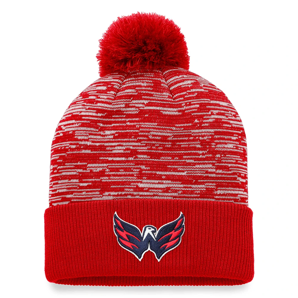 Bonnet en tricot à revers Fanatics Red Washington Capitals Defender pour hommes avec pompon