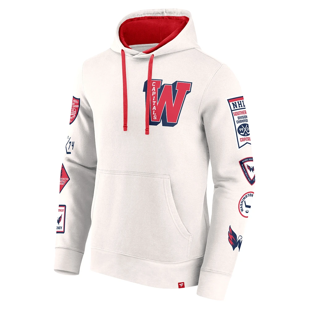 Men's Fanatics White Washington Capitals Letterman Fleece Pullover Hoodie