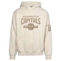 Men's Levelwear Alexander Ovechkin Khaki Washington Capitals Oversized Contact Name & Number Pullover Hoodie