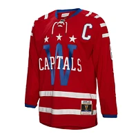 Men's Mitchell & Ness Alexander Ovechkin Red Washington Capitals  2015 Captain Patch Blue Line Player Jersey