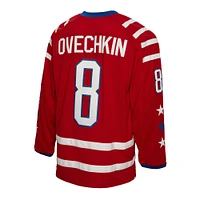Maillot Homme Mitchell & Ness Alexander Ovechkin Red Washington Capitals 2015 Captain Patch Blue Line Player