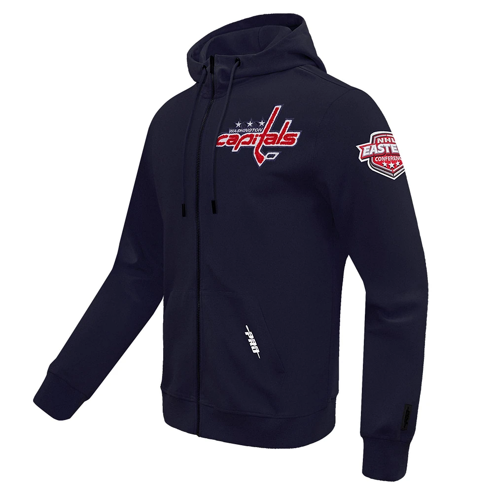 Men's Pro Standard Navy Washington Capitals Classic Chenille Full-Zip Hoodie Jacket