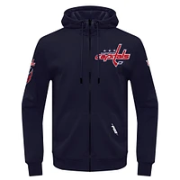 Men's Pro Standard Navy Washington Capitals Classic Chenille Full-Zip Hoodie Jacket