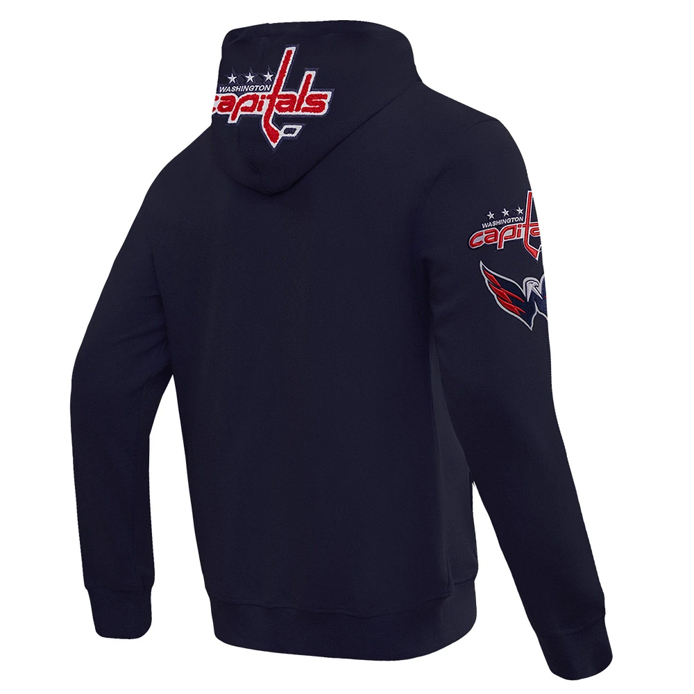 Men's Pro Standard Navy Washington Capitals Classic Chenille Full-Zip Hoodie Jacket