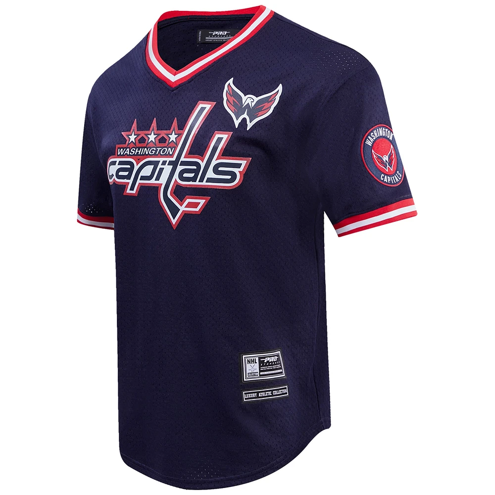 T-shirt à col en V classique maille Pro Standard pour hommes, bleu marine, Washington Capitals