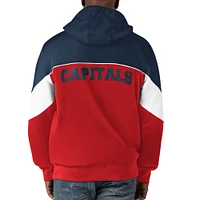 Men's Starter  Red/Navy Washington Capitals Power Forward Full-Zip Hoodie