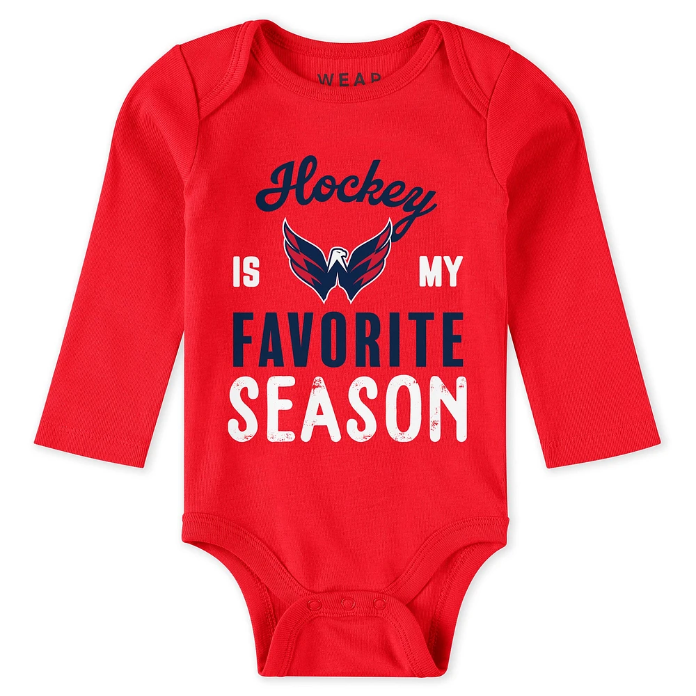 Newborn & Infant WEAR by Erin Andrews Washington Capitals Turn Me Around Bodysuits Pants 3-Piece Set
