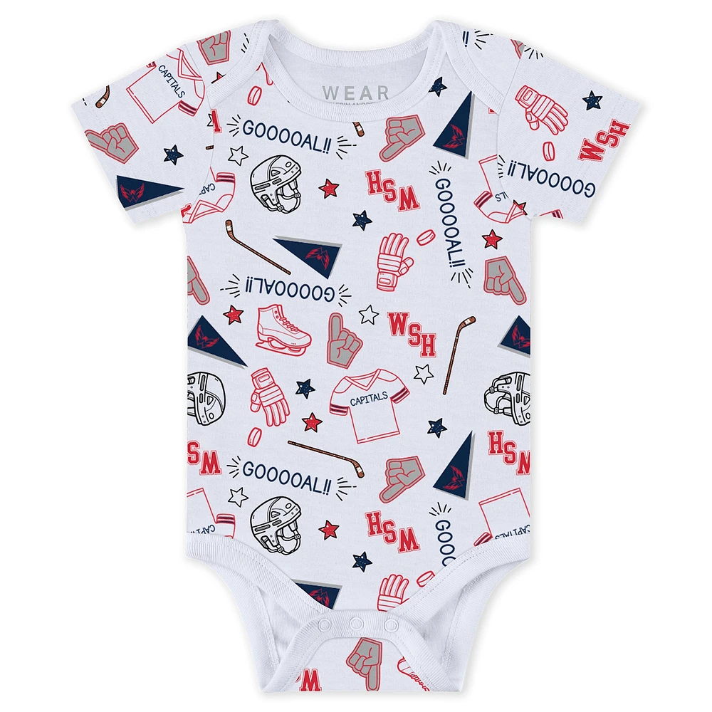Newborn & Infant WEAR by Erin Andrews Washington Capitals Turn Me Around Bodysuits Pants 3-Piece Set
