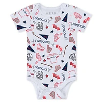 Newborn & Infant WEAR by Erin Andrews Washington Capitals Turn Me Around Bodysuits Pants 3-Piece Set