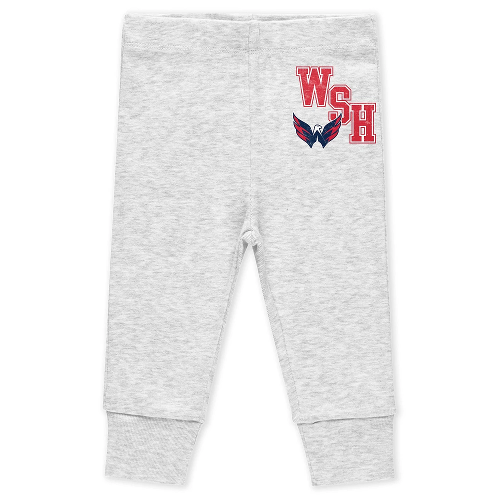 Newborn & Infant WEAR by Erin Andrews Washington Capitals Turn Me Around Bodysuits Pants 3-Piece Set