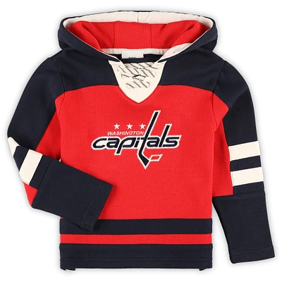 Sweat à capuche lacets et col en V, rouge, préscolaire, des Capitals de Washington, revisité sans âge