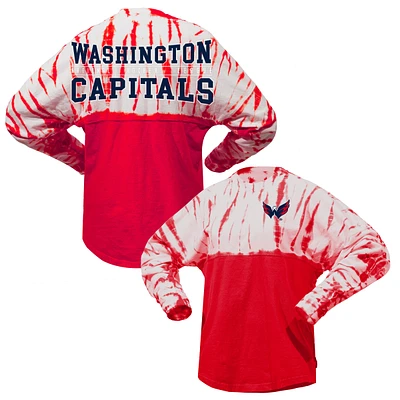 T-shirt à manches longues unisexe Spirit Jersey rouge Washington Capitals Crystal Half Dye