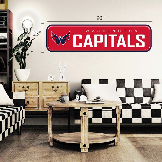 Washington Capitals - Décalcomanie murale longue conception repositionnable de l'équipe 90'' x 23''