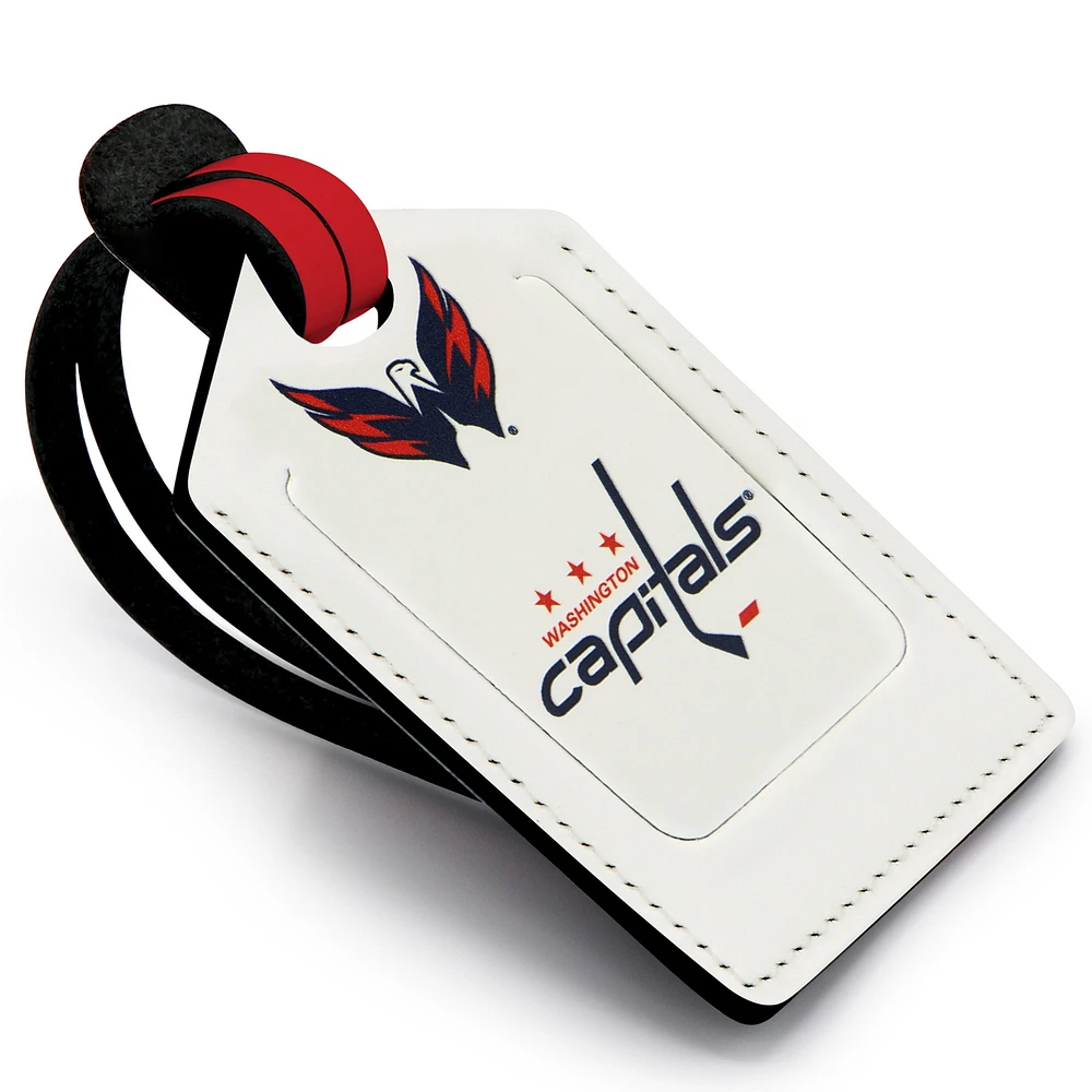 White Washington Capitals Personalized Leather Luggage Tag