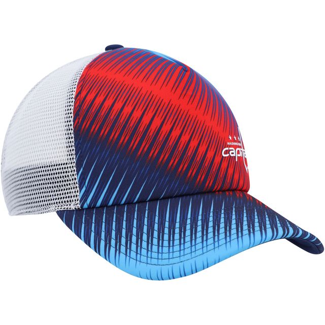 Casquette snapback de camionneur en mousse graphique Washington Capitals adidas bleu/blanc pour femme