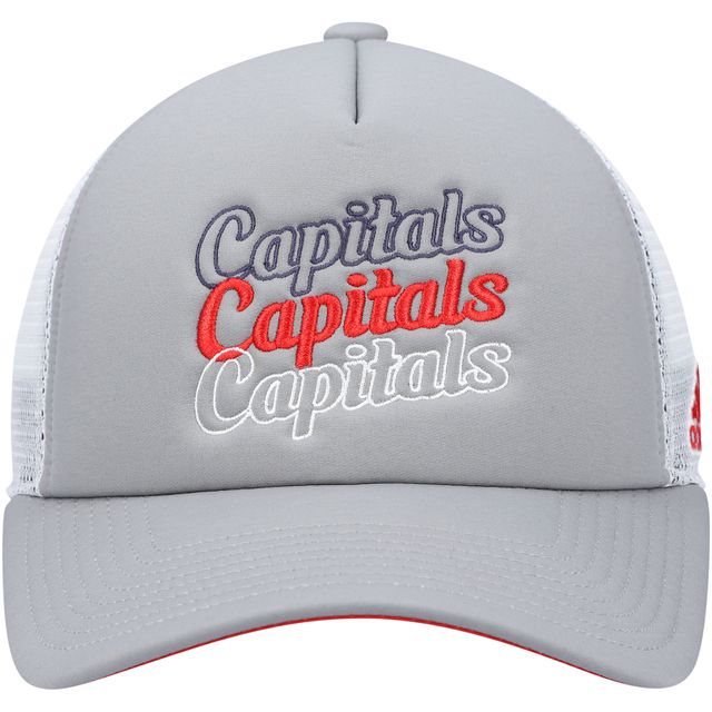 Casquette snapback en mousse adidas Capitals de Washington pour femmes, gris/blanc