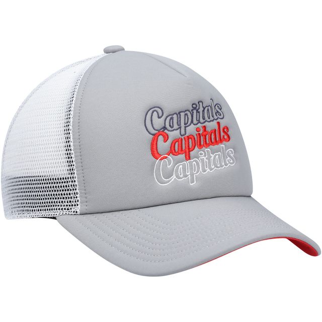 Casquette snapback en mousse adidas Capitals de Washington pour femmes, gris/blanc