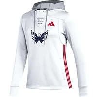 Women's adidas White Washington Capitals Refresh Skate Lace AEROREADY Pullover Hoodie