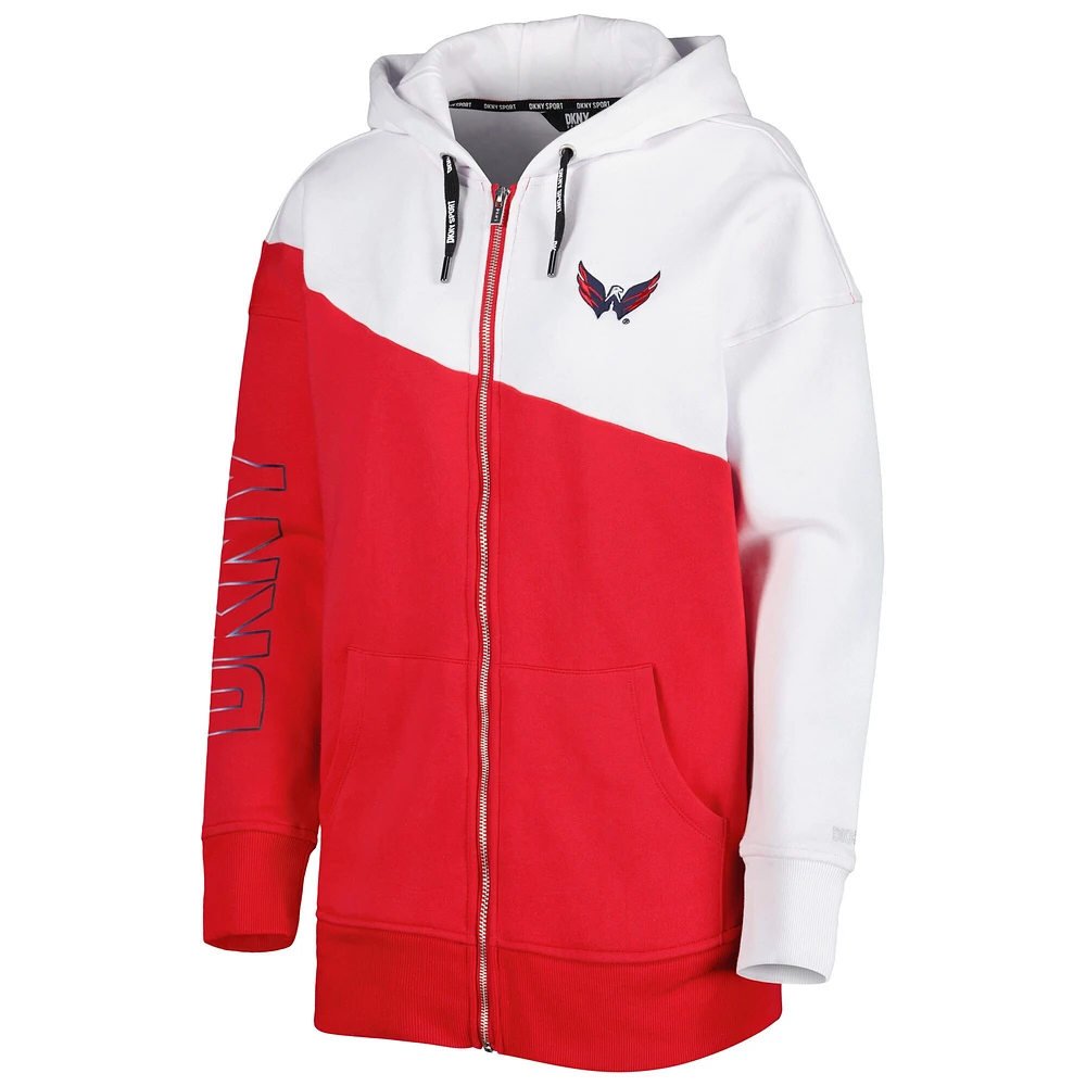 Women's DKNY Sport Red/White Washington Capitals Gina Full-Zip Hoodie