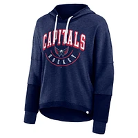 Women's Fanatics Heather Navy Washington Capitals Lux Lounge Helmet Arch Pullover Hoodie