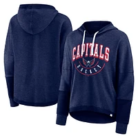 Women's Fanatics Heather Navy Washington Capitals Lux Lounge Helmet Arch Pullover Hoodie