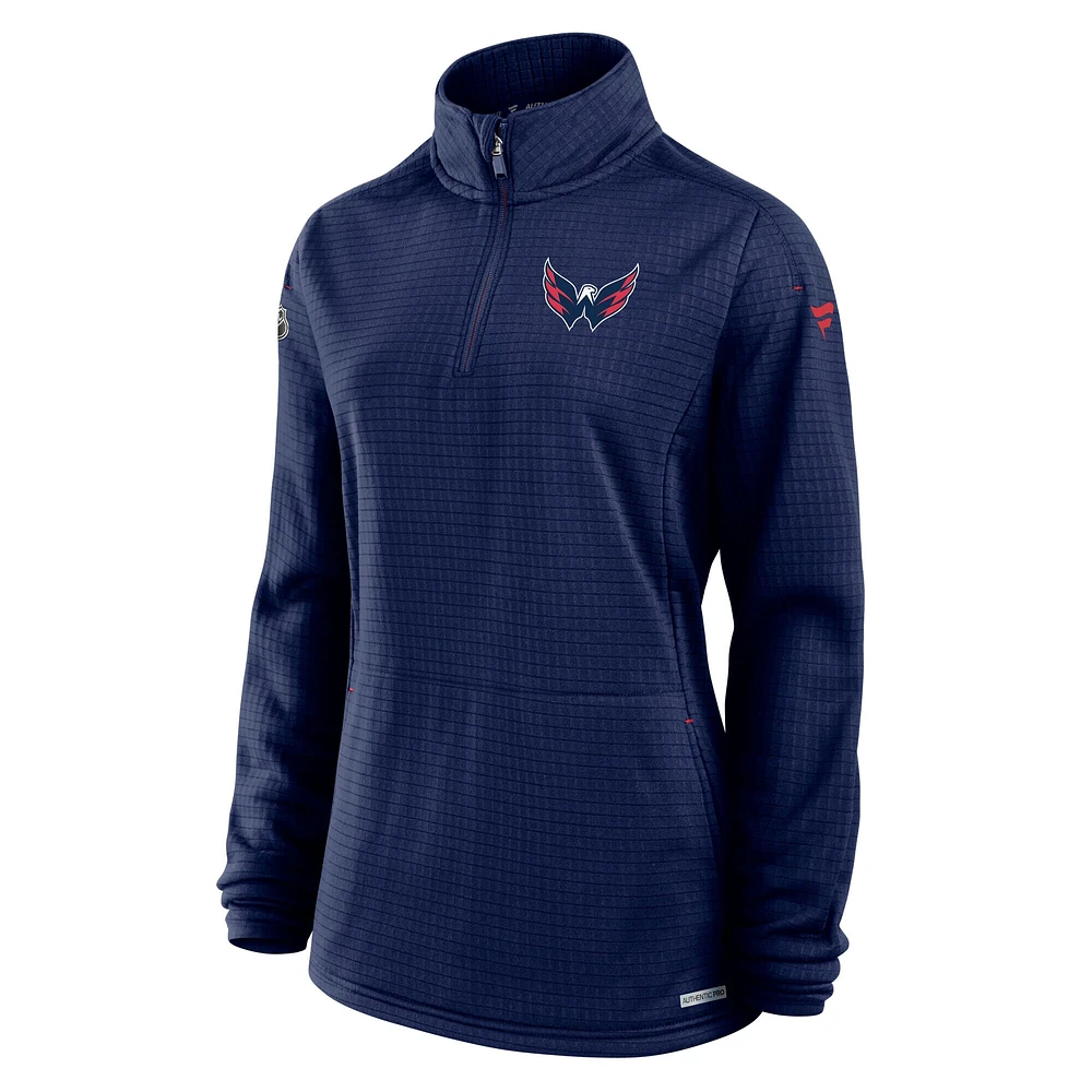 Women's Fanatics  Navy Washington Capitals Authentic Pro Rink Lightweight Quarter-Zip Pullover Top