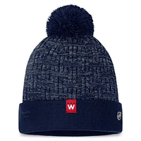 Women's Fanatics  Navy Washington Capitals Authentic Pro Road Cuffed Knit Hat with Pom
