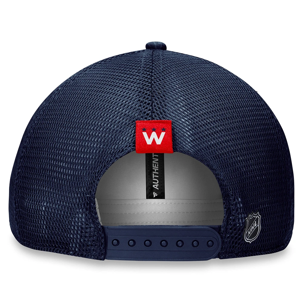 Women's Fanatics  Navy Washington Capitals Authentic Pro Road Trucker Adjustable Hat