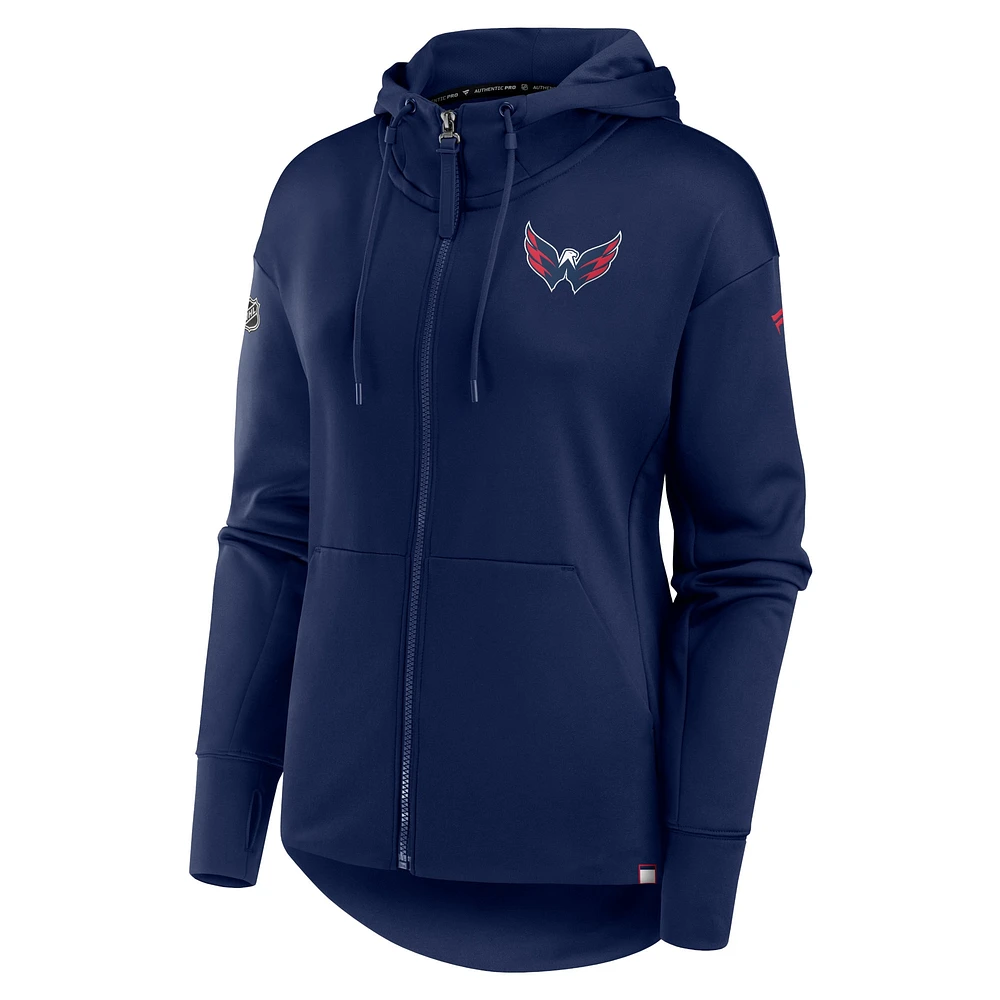 Women's Fanatics  Navy Washington Capitals Authentic Pro Scuba Full-Zip Hoodie