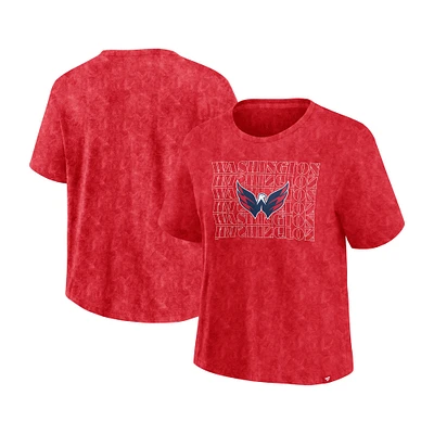 T-shirt délavé rouge pour femme Fanatics des Washington Capitals