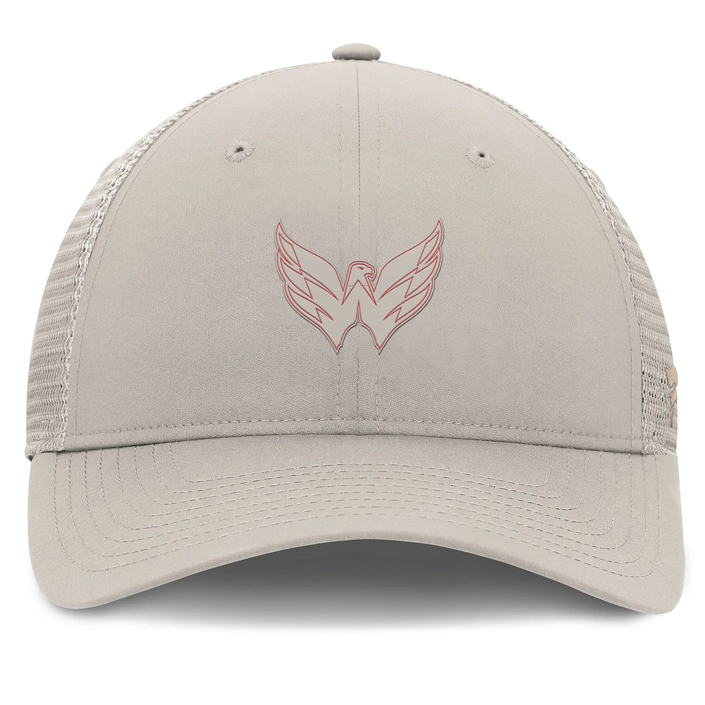 Women's Fanatics Tan Washington Capitals Authentic Pro Road Trucker Adjustable Hat