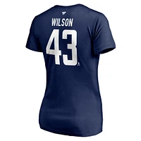 Women's Fanatics Tom Wilson Navy Washington Capitals 2020/21 Alternate Authentic Stack Name & Number V-Neck T-Shirt