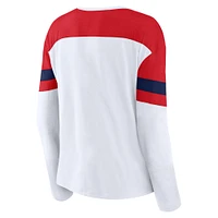 T-shirt à manches longues et col cranté pour femme Fanatics Washington Capitals Frozen blanc/rouge