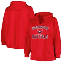 Women's Profile Red Washington Capitals Plus Arch Over Logo Pullover Hoodie