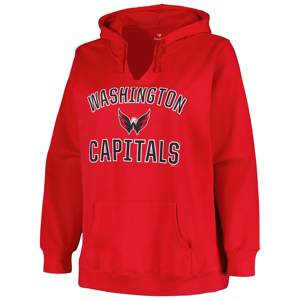 Women's Profile Red Washington Capitals Plus Arch Over Logo Pullover Hoodie