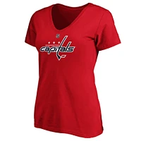 Women's Tom Wilson Red Washington Capitals Authentic Stack Name and Number V-Neck T-Shirt