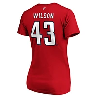 Women's Tom Wilson Red Washington Capitals Authentic Stack Name and Number V-Neck T-Shirt