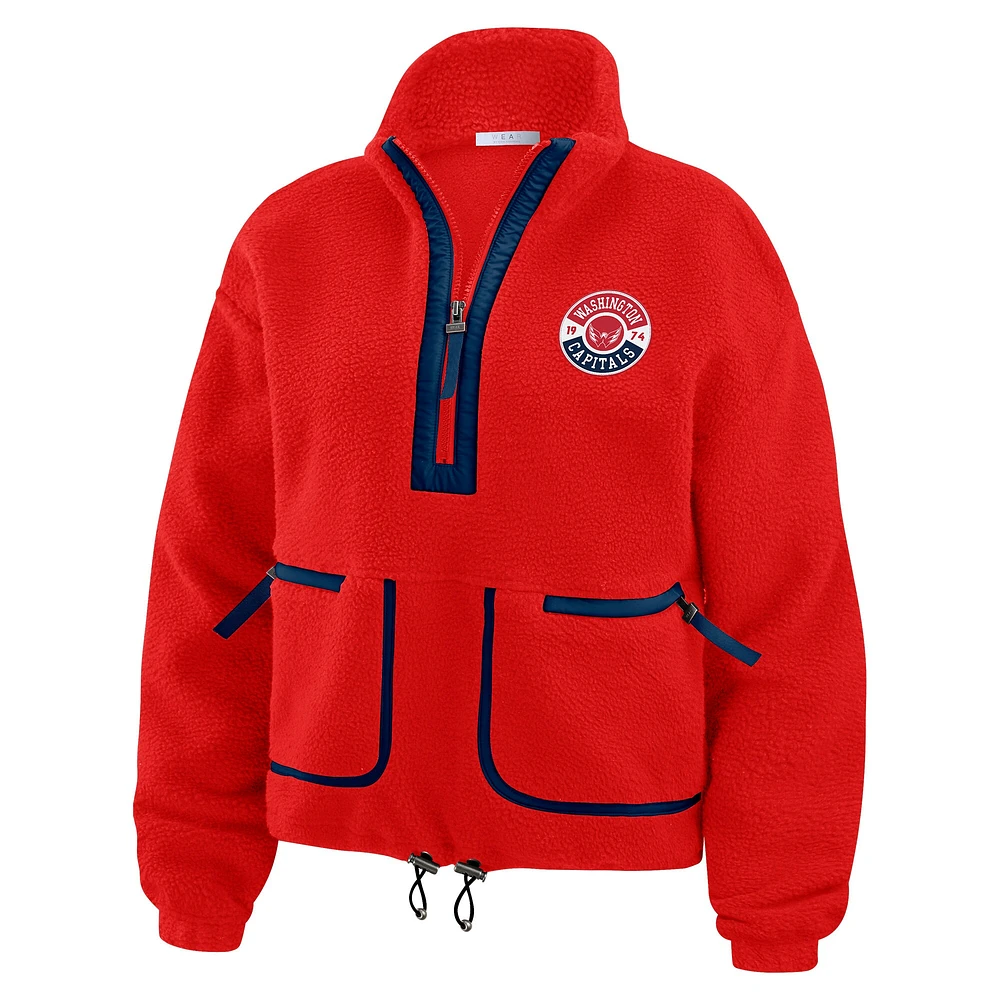 Women's WEAR by Erin Andrews  Red Washington Capitals Polar Fleece Half-Zip Jacket