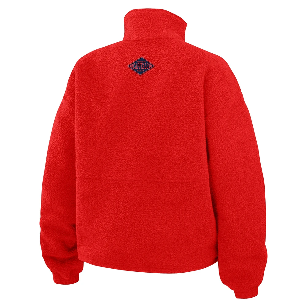 Women's WEAR by Erin Andrews  Red Washington Capitals Polar Fleece Half-Zip Jacket