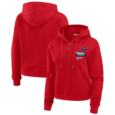Sweat à capuche en tricot gaufré rouge WEAR by Erin Andrews pour femme des Capitals de Washington