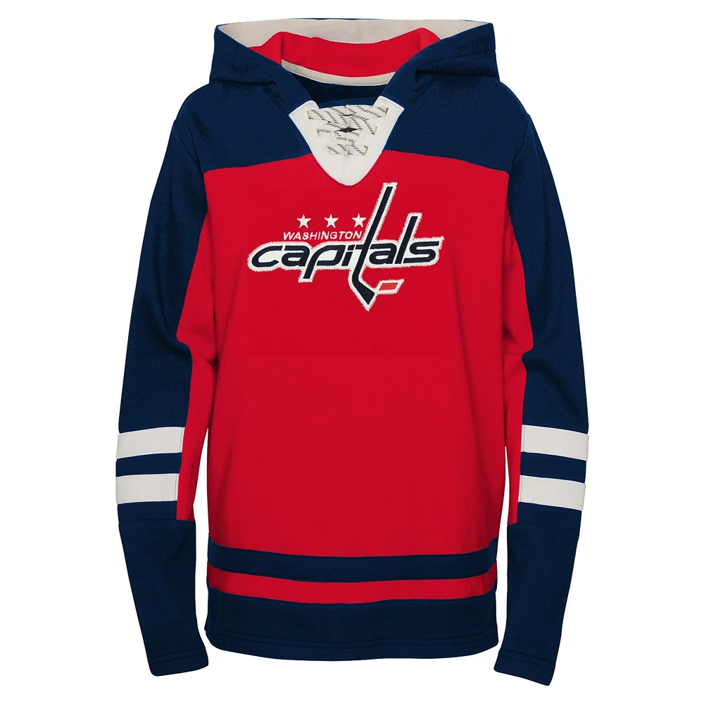 Sweat à capuche rouge col en V lacets pour jeunes Washington Capitals Ageless Revisited