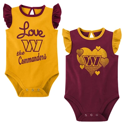 Lot de 2 bodys pour nouveau-nés et nourrissons bordeaux/dorés Washington Commanders Spread the Love