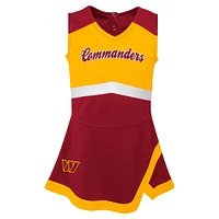 Girls Toddler Burgundy Washington Commanders Cheer Captain Dress with Bloomers