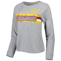 Juniors Heathered Gray Washington Commanders All Striped Up Raglan Long Sleeve T-Shirt
